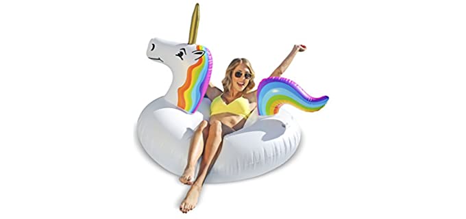GoFloats Unicorn Pool Float Party Tube Inflatable - Adults & Kids Sizes