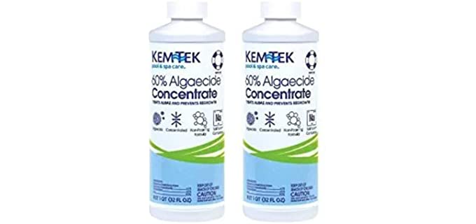 Kem-Tek Pool and Spa 60-Percent Concentrated Algaecide, 1 Quart 2 Pack