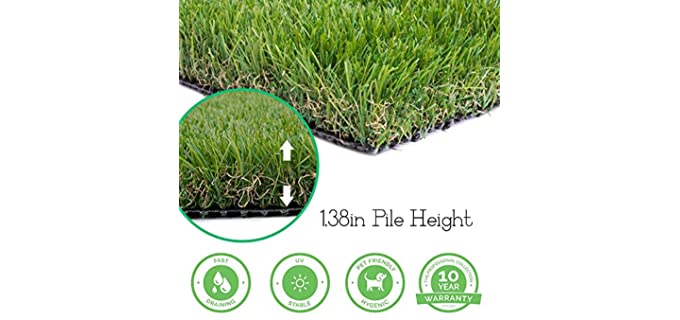 Realistic Thick Artificial Grass Turf 5FTX10FT(50 Square FT) - Indoor Outdoor Garden Lawn Landscape Synthetic Grass Mat - Thick Fake Grass Rug
