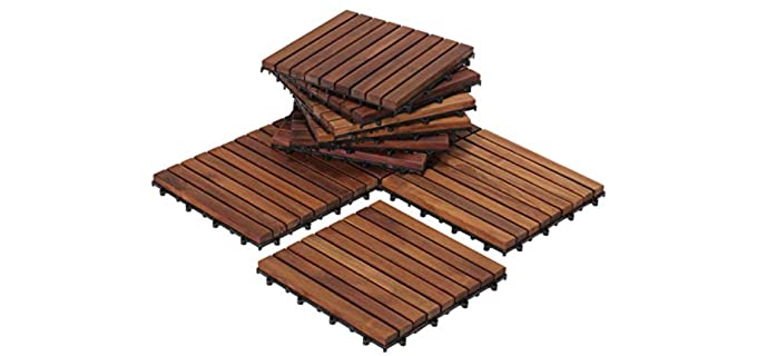 Bare Decor EZ-Floor - Interlocking Wood Deck Tiles