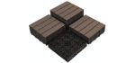 PANDAHOME 22 PCS Wood Plastic Composite Patio Deck Tiles, 12”x12” Interlocking Decking Tiles, Water Resistant for Indoor & Outdoor, 22 sq. ft - Brazilian Ipe