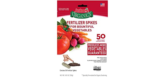 Jobe's Organics Vegetable & Tomato Fertilizer Spikes, 50 Spikes