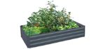 Galvanized Steel Raised Garden Bed Kit Extra Height Elevated Planter Box Steel Large Vegetable Flower Bed Kit (3 x 6 x 1 Ft, Dark Grey)
