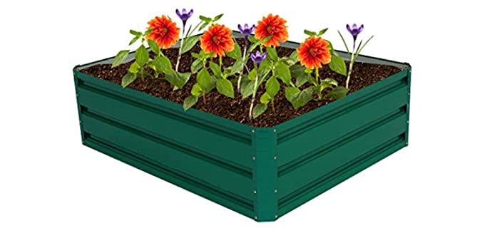 Giantex Dark Green Patio Raised Garden Bed Vegetable Flower Planter with Metal Frame (39.5