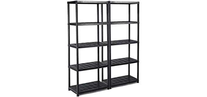 Giantex 2 Pieces 5-Tier Ventilated Shelving Storage Rack, Free Standing Multi-Use Shelf Unit, No Tools Required, 28“L X 15”W X 67“H