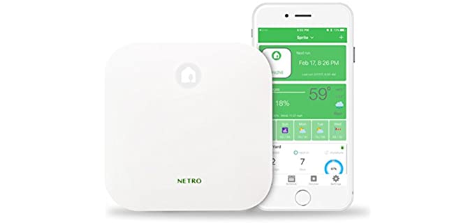 Netro Smart Sprinkler Controller, WiFi, Weather aware, Remote access, 6 Zone, Compatible with Alexa