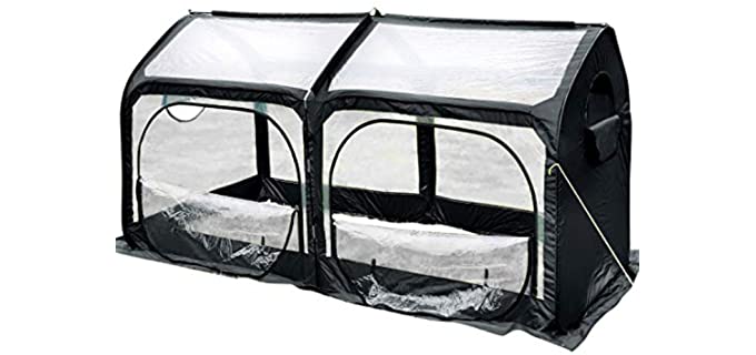Quictent Mini Portable Greenhouse 98 x 49 x 53 Inches Pop up Grow House for Outdoor & Indoor Eco-Friendly Fiberglass Poles Overlong Cover 6 Stakes 4 Zipper Doors