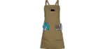 Gardening Apron with Pockets for Women - Work or Utility Apron, Artist Smock, Harvesting Apron - Gardening Gifts for Women (Medium, Green)