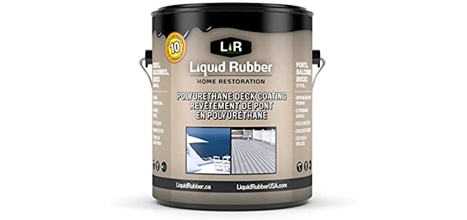 Liquid Rubber Textured Polyurethane Deck and Dock Coating - Solar Protection Deck Sealant, Non-Toxic Multi-Surface Waterproofing Membrane, Easy to Apply, Saddle Brown, 1 Gallon