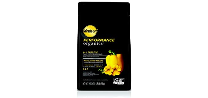 Miracle-Gro Performance Organics All Purpose Plant Nutrition Granules, 1.75 lb. - Organic, All-Purpose Plant Food for Vegetables, Flowers & Herbs - Feedsup to 165 sq.'