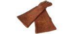 Rose Pruning Gloves for Men and Women. Thorn Proof Goatskin Leather Gardening Gloves with Long Cowhide Gauntlet to Protect Your Arms Until the Elbow (Extra Large, Brown)
