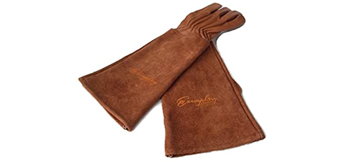 Rose Pruning Gloves for Men and Women. Thorn Proof Goatskin Leather Gardening Gloves with Long Cowhide Gauntlet to Protect Your Arms Until the Elbow (Extra Large, Brown)