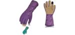 Vgo 2-Pairs Women's Synthetic Leather Long Cuff Rose Garden Gloves (Size S, Blue & Purple, SL7453)