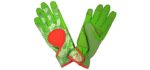 digz Women's Signature High Performance Women's Gardening and Work Gloves with Touchscreen Compatible Fingertips, Green Leaves Pattern, Medium