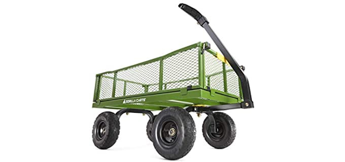 Gorilla Carts 2140GCG-NF 4 Cu. Steel Utility Cart with No-Flat Tires, Green (Amazon Exclusive)