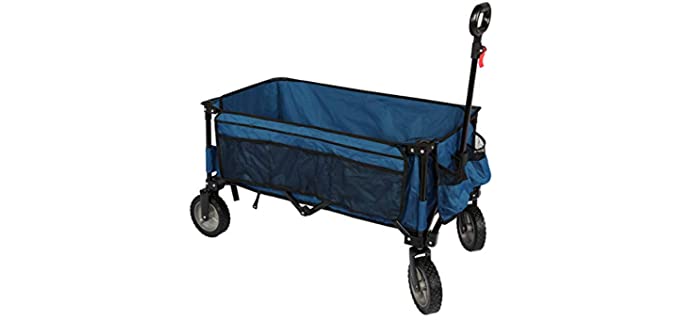 TIMBER RIDGE Collapsible Outdoor Folding Wagon Cart Heavy Duty Camping Garden Patio Shopping Cart with Side Bag Cup Holder