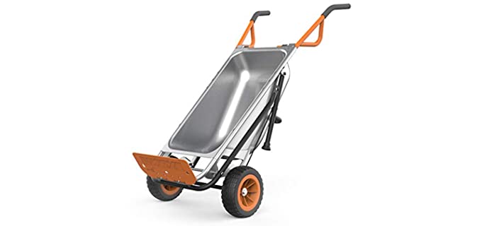 WORX WG050 Aerocart 8-in-1 2-Wheel Wheelbarrow/Garden Cart/Dolly, Orange, Black, and Silver, 18