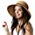 Womens Wide Brim Sun Hat with Wind Lanyard UPF Summer Straw Sun Hats for Women