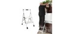 Topfun 2 Step Ladder, Lightweight Aluminum Folding Step Stool, Non-Slip Wide Platform, 225lbs Capacity, Fully Assembled Multi-Use for Household Office Ultra-Light Sturdy Two-Step Ladder
