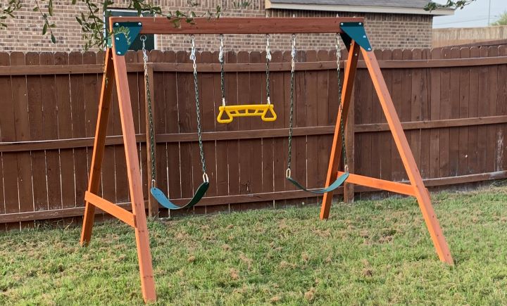 Using the hardwood Swing N Slide swing sets