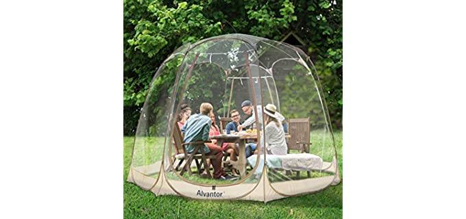 Alvantor Bubble Tent Screen House Room Camping Tent Canopy Gazebos 8-10 Person for Patios, Large Oversize Weather Pod, Premium Greenhouse Instant Pop Up Tent, Cold Protection Beige 12'×12'