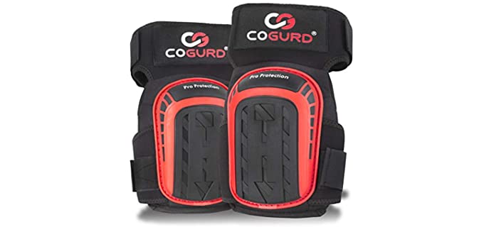 COGURD Professional Gel Knee Pads for Work Construction, Gardening, Cleaning, Flooring and Garage - Heavy Duty Support Kneepads with High Density Foam Padding Cushion and Strong Stretchable Straps