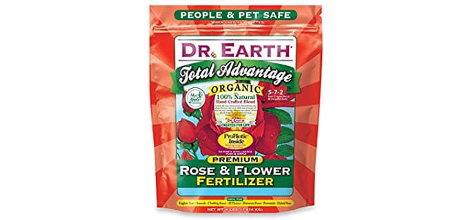 Dr. Earth 702P Organic 3 Rose & Flower Fertilizer in Poly Bag, 4-Pound