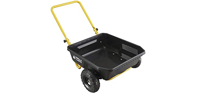 Gorilla Carts GCR-4 4 Cu. Ft, 300-pound Capacity, Poly Yard Cart, Black/Yellow
