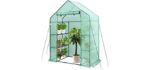 Greenhouse, Hanience Walk-in Greenhouse with Anchors and Ropes, 3 Tier 4 Wired Shelves Indoor and Outdoor Greenhouse for Garden/Patio/Backyard/ Balcony, Green PE Cover
