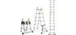 Jiahe12.5FT/3.8M Aluminum Telescoping Extension Ladder Portable Multi-Purpose Folding A-Frame Ladder with Hinges(12.5ft in Straight line and 6.25ft in A-Frame)