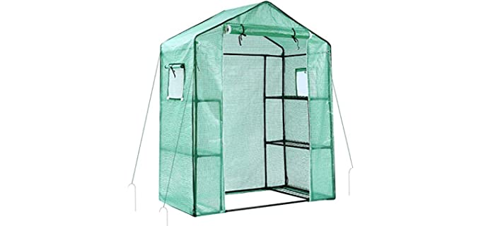 Ohuhu Greenhouse for Outdoors with Observation Windows New Version, Small Walk-in 3 Tiers 6 Shelves Stands Plant Green House for Seedling, Flowers, Plant Growing, 4.7 x 2.4 x 6.4 FT