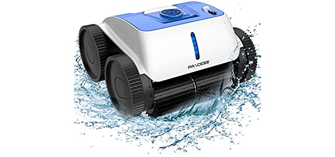 PAXCESS Cordless Robotic Pool Cleaner - Wall-Climbing Fuction with Smart Route Plan, Automatic Pool Vacuum, Max Surface Cleaning & Powerful Suction, MAX 90 mins, for 1614 sq ft in/Above Ground Pools