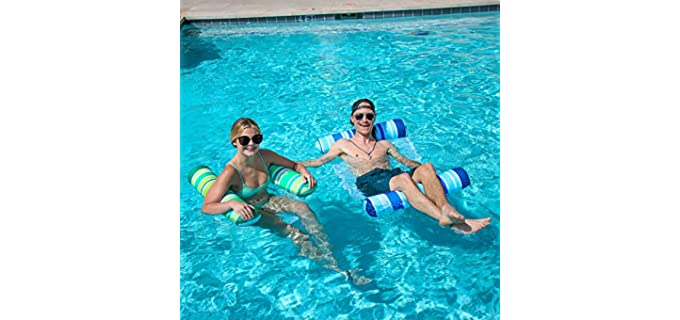 Sloosh 2 Pack Pool Float, Inflatable Water Hammock, Multi-Purpose Swimming Pool Lounges, Pool Accessories (Saddle, Hammock, Loung Chair, Drifter) for Outdoor, Pool, Lake, Beach