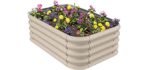 Stratco Corrugated Iron Raised Garden Bed - Beige | 3.3' Long x 2.3' Wide x 1.1' High | Easy DIY 11 CU FT Capacity Garden Bed