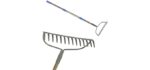 Wefaith Bow Rake - 6.3FT Heavy Duty Rock Rake for Gardening with Stainless Steel Handle - Garden Rake Heavy Duty with 14 Tines for Yard Silver