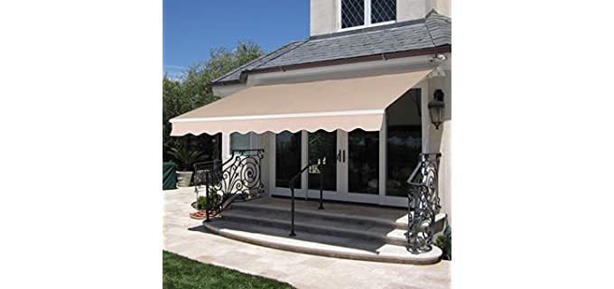 Best Choice Products 98x80in Retractable Awning, Aluminum Polyester Sun Shade Cover for Patio, Balcony w/UV & Water-Resistant Fabric and Crank Handle - Beige