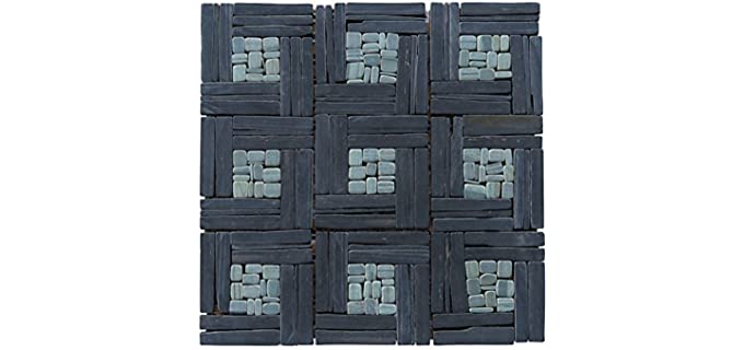 Intrend Tile LS012-S Landscape Wonder Slate Basketweave Pattern Mosaic Tile Sheets, 12 x 12 x .37-Inches, Black/Grey Mix