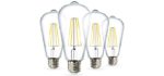 Sunco Lighting LED Edison Bulb Vintage 60W Equivalent 8.5W, Dimmable ST64 Filament Waterproof, 2700K Soft White 800 LM, Restaurant String Lights, E26 Base, Clear Glass - UL, Energy Star - 4 Pack