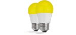 TCP 5 Watt LED Yellow Bug Light Bulbs | Energy Efficient (40W Equivalent) | A15 Yellow Bulb E26 Base | Non-Dimmable | Pack of 2