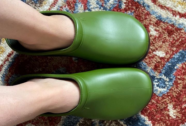 Trying the premium garden clog in cactus green color