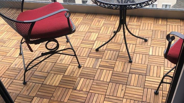 Confirming how easy to install the deck tiles from Interbuild Real Wood