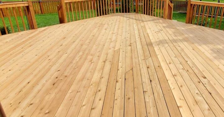 Trying the long-lasting wood deck brightener from Woodrich