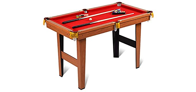 Costzon 4-Foot Billiard Table, Pool Game Table Includes Cues, Ball, Chalk, Rack, Brush for Kids (Brown & Red)