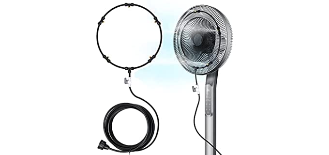 Tesmotor Fan Misting Kit, Outdoor Fan Misters for Cooling, Misting Fans for Outside, 19.6FT Misting Line + 5 Brass Nozzles Misters Connects to Outdoor Fan