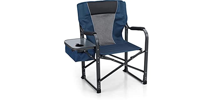 ALPHA CAMP Oversized Folding Director Chair Outdoor Heavy Duty Camping Chair with Side Table and Cooler Bag for Picnic, Hiking, Fishing, Supports 350LBS