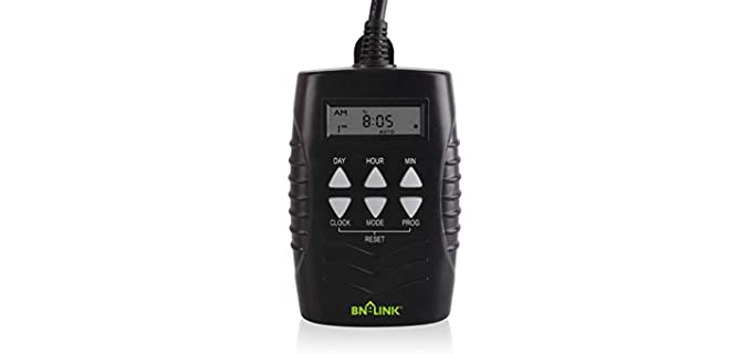 BN-LINK 7 Day Outdoor Heavy Duty Digital Programmable Timer BND/U78, 125VAC, 60Hz, Dual Outlet, Weatherproof, Heavy Duty, Accurate for Lamps Ponds Christmas Lights 1875W 1/2HP ETL Listed