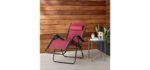 Amazon Basics Outdoor Textilene Adjustable Zero Gravity Folding Reclining Lounge Chair with Pillow, Burgundy