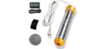 Immersion Water Heater, Electric Submersible Water Heater with Stainless Steel Guard Cover and Digital LCD Thermometer, Portable Bucket Heater to Heat 5 Gallons of Water in Minutes