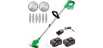 MAXMAN Cordless Brush Cutter 52 Inch Weed Eater 650W Motor Grass Electric Weed Wacker Battery Powered with Telescopic Rod 8 Blades,2 Batteries Used for Dense Weeds and Other Growth