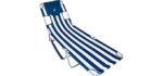 Ostrich Chaise Lounge Blue and White Striped 77.16 x 24.6 x 13.4 inches assembled